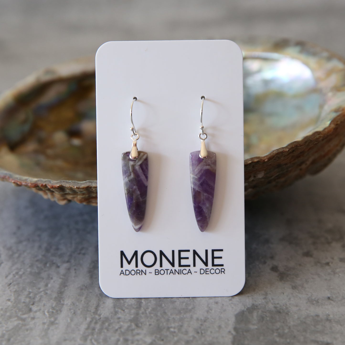 Amethyst Agate and Sterling Silver Earrings
