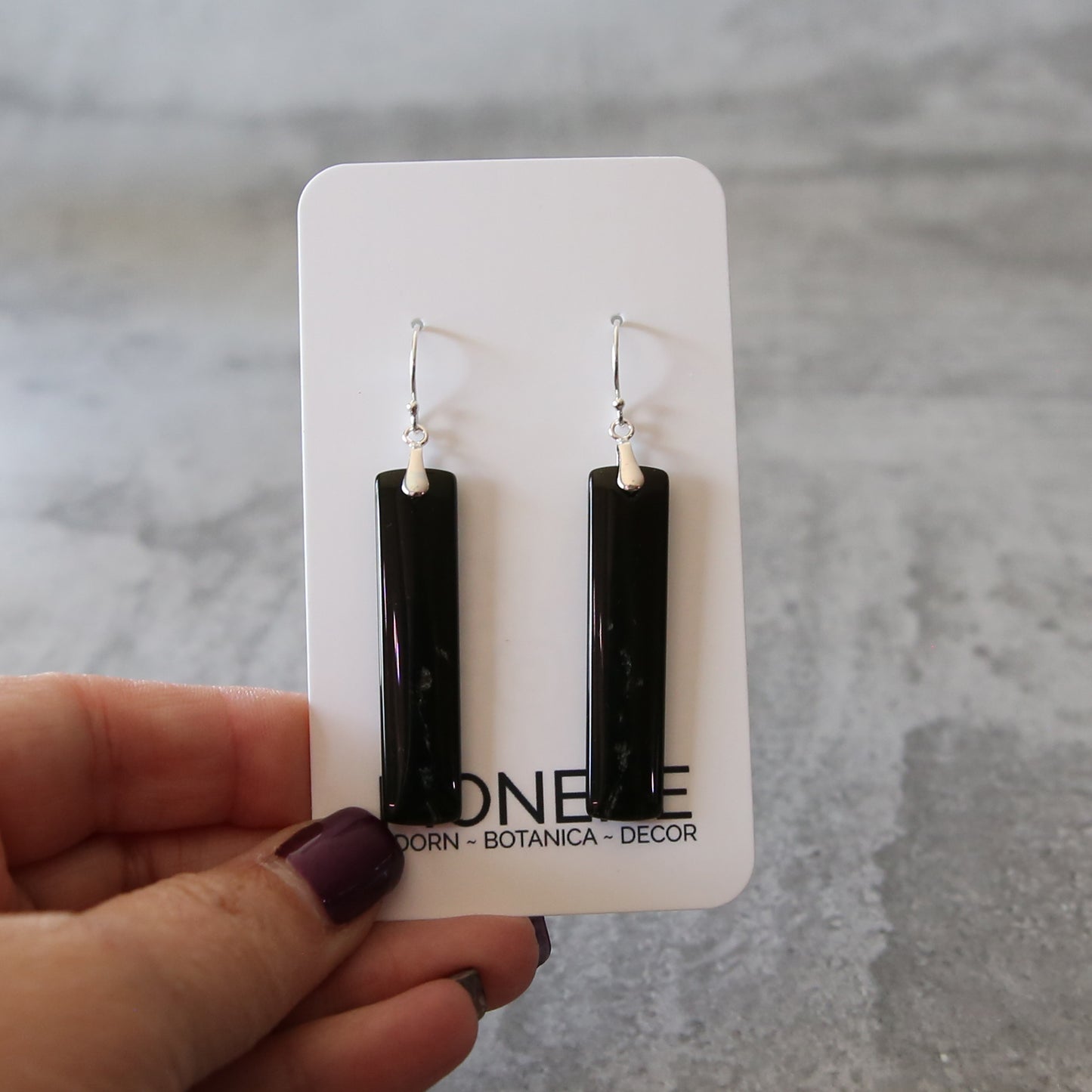 Black Obsidian and Sterling Silver Earrings