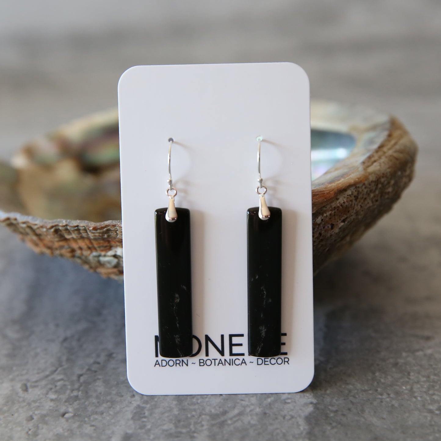 Black Obsidian and Sterling Silver Earrings