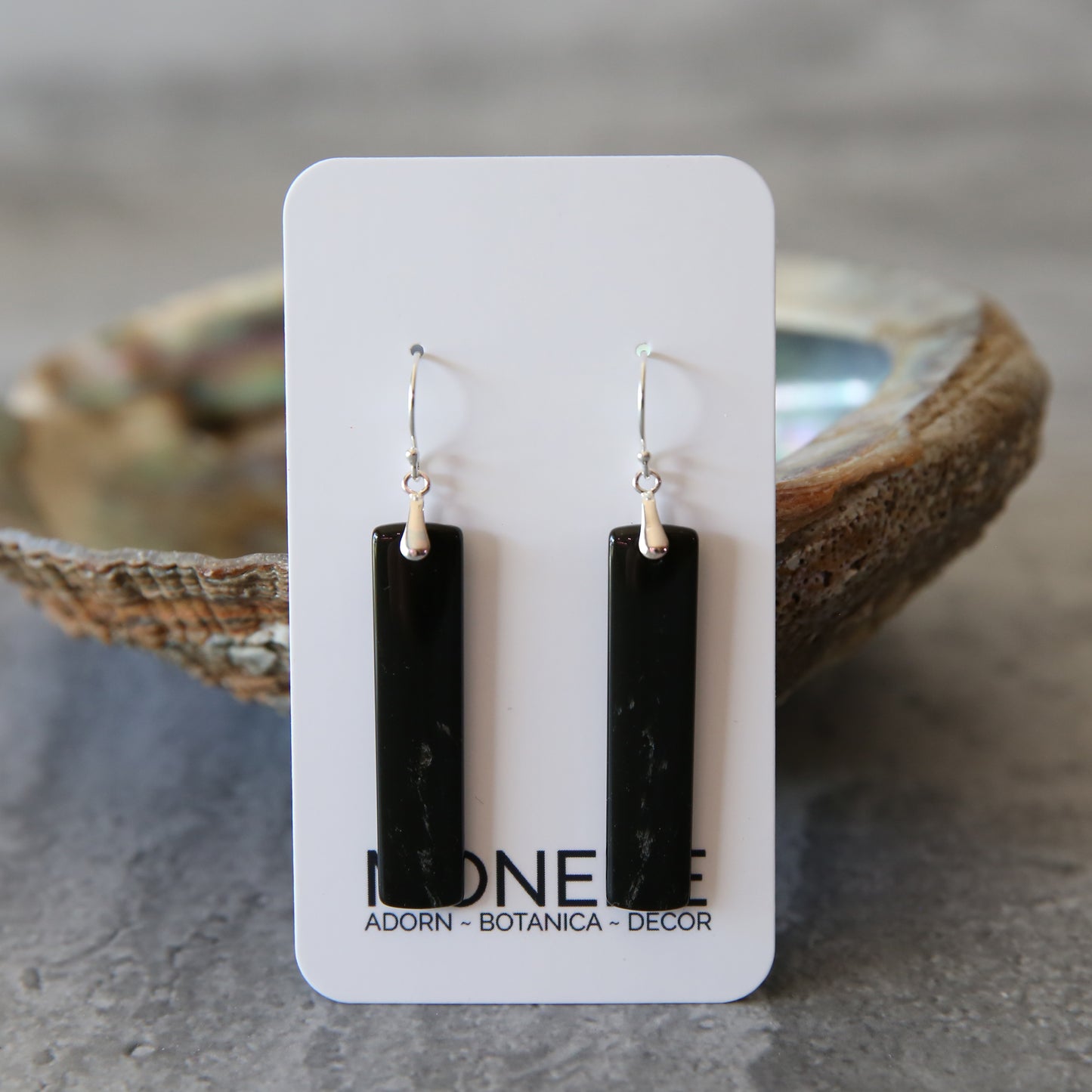 Black Obsidian and Sterling Silver Earrings