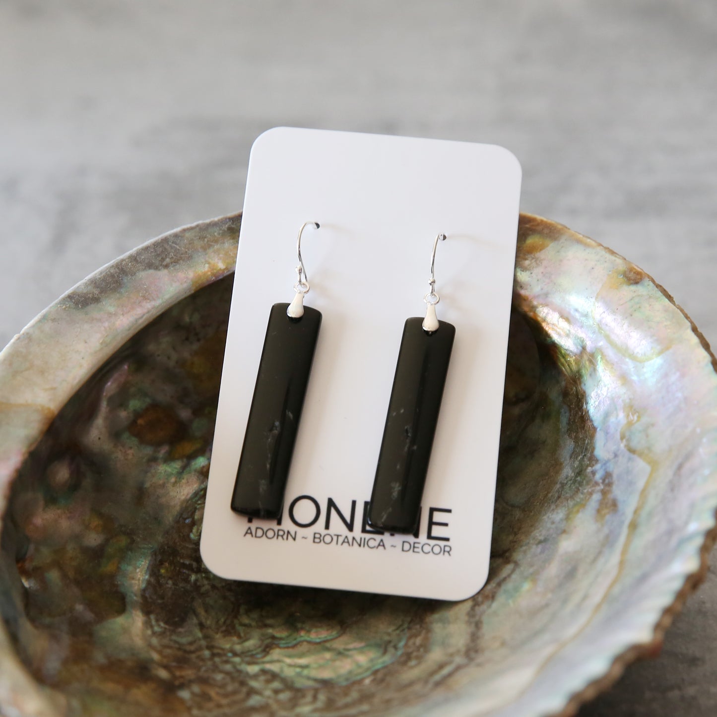 Black Obsidian and Sterling Silver Earrings