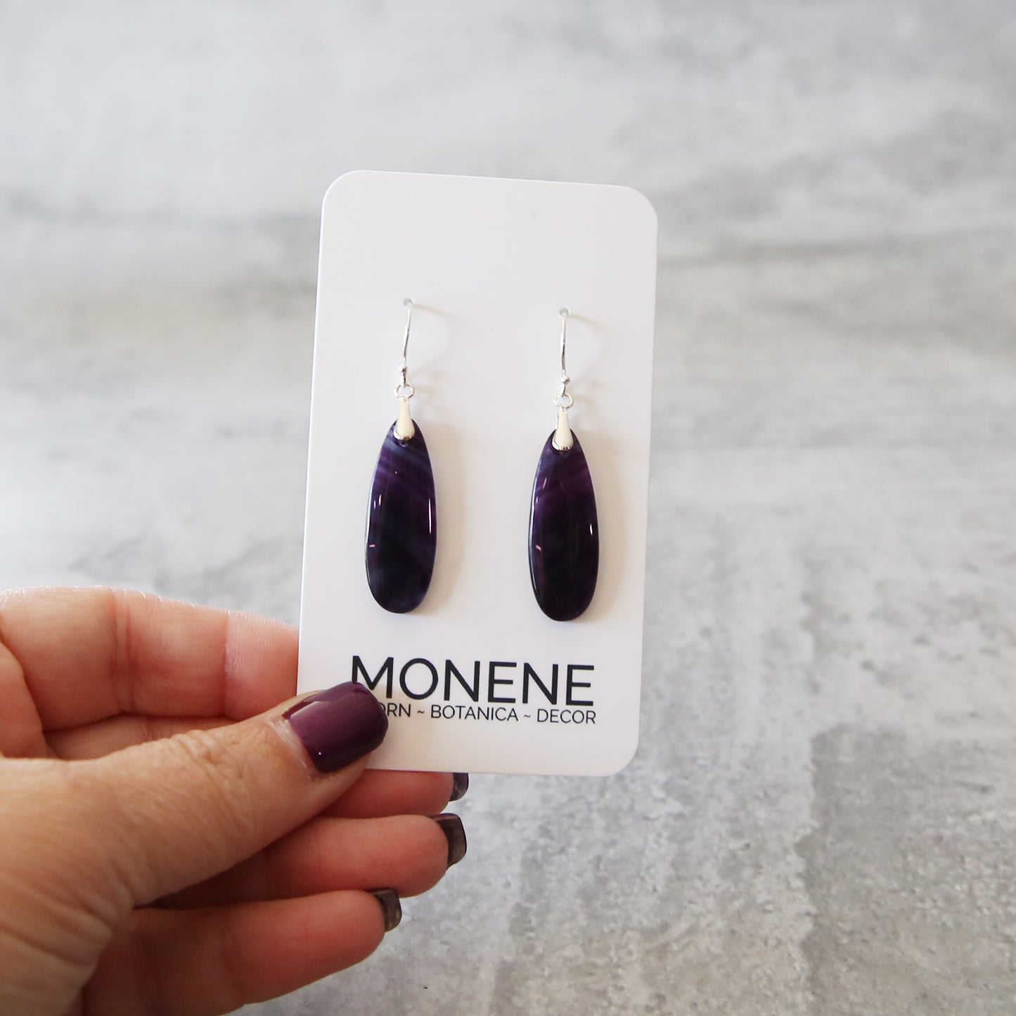 Purple Fluorite and Sterling Silver Earrings