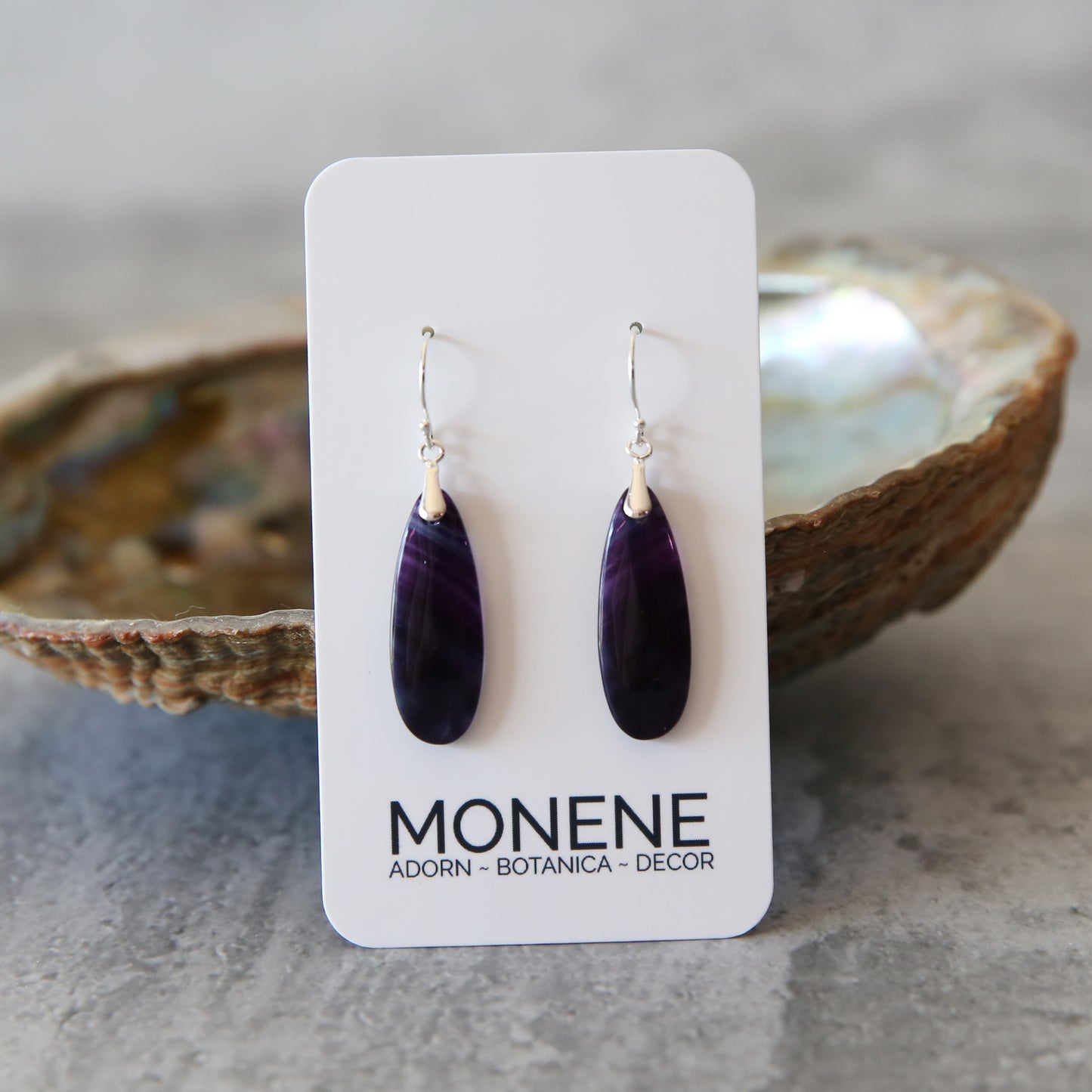 Purple Fluorite and Sterling Silver Earrings