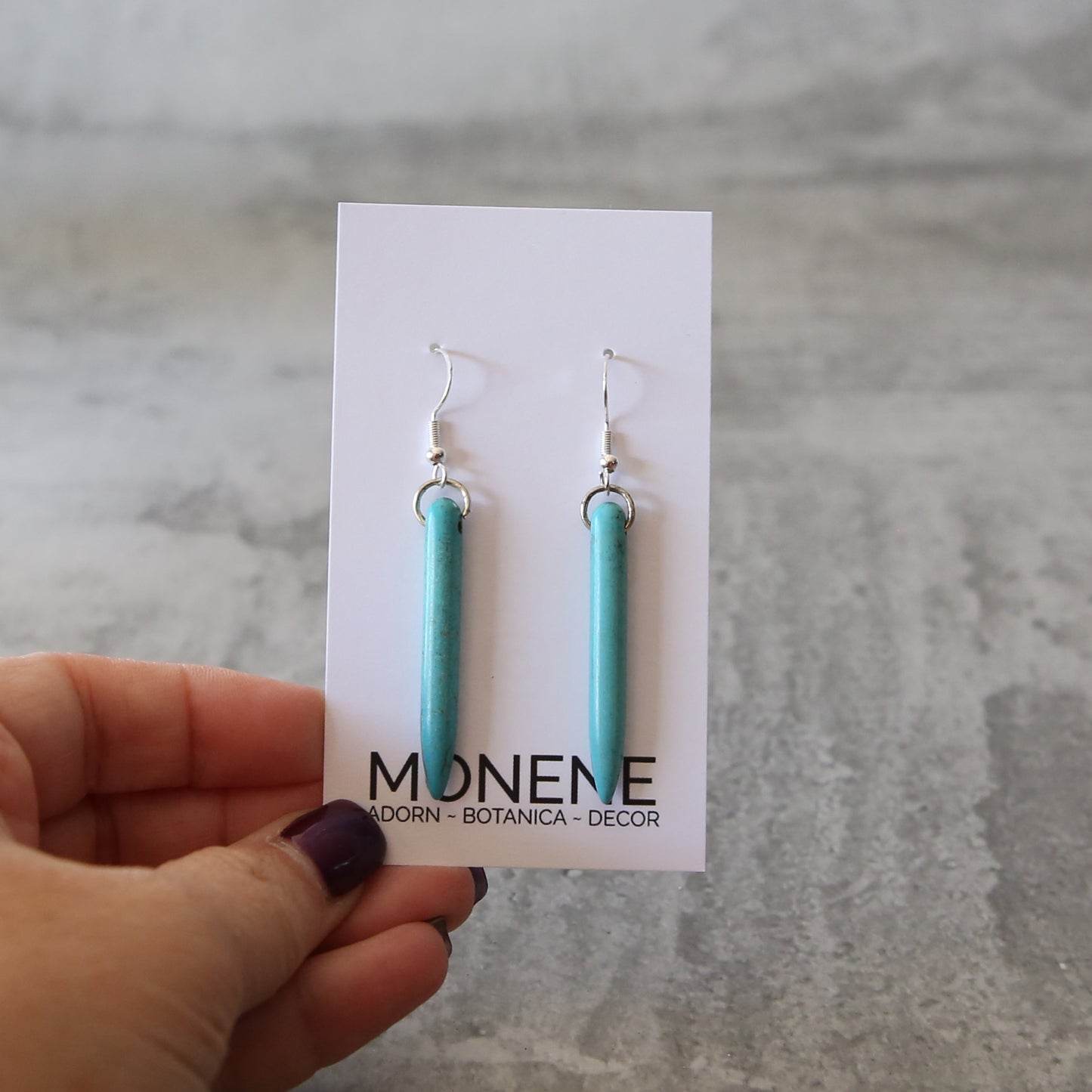 Turquoise howlite and sterling bullet earrings