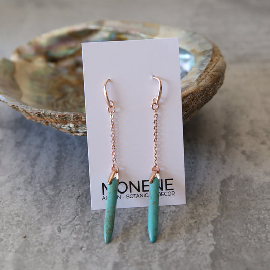 Turquoise Howlite and Rose Gold Plated Bullet Earrings
