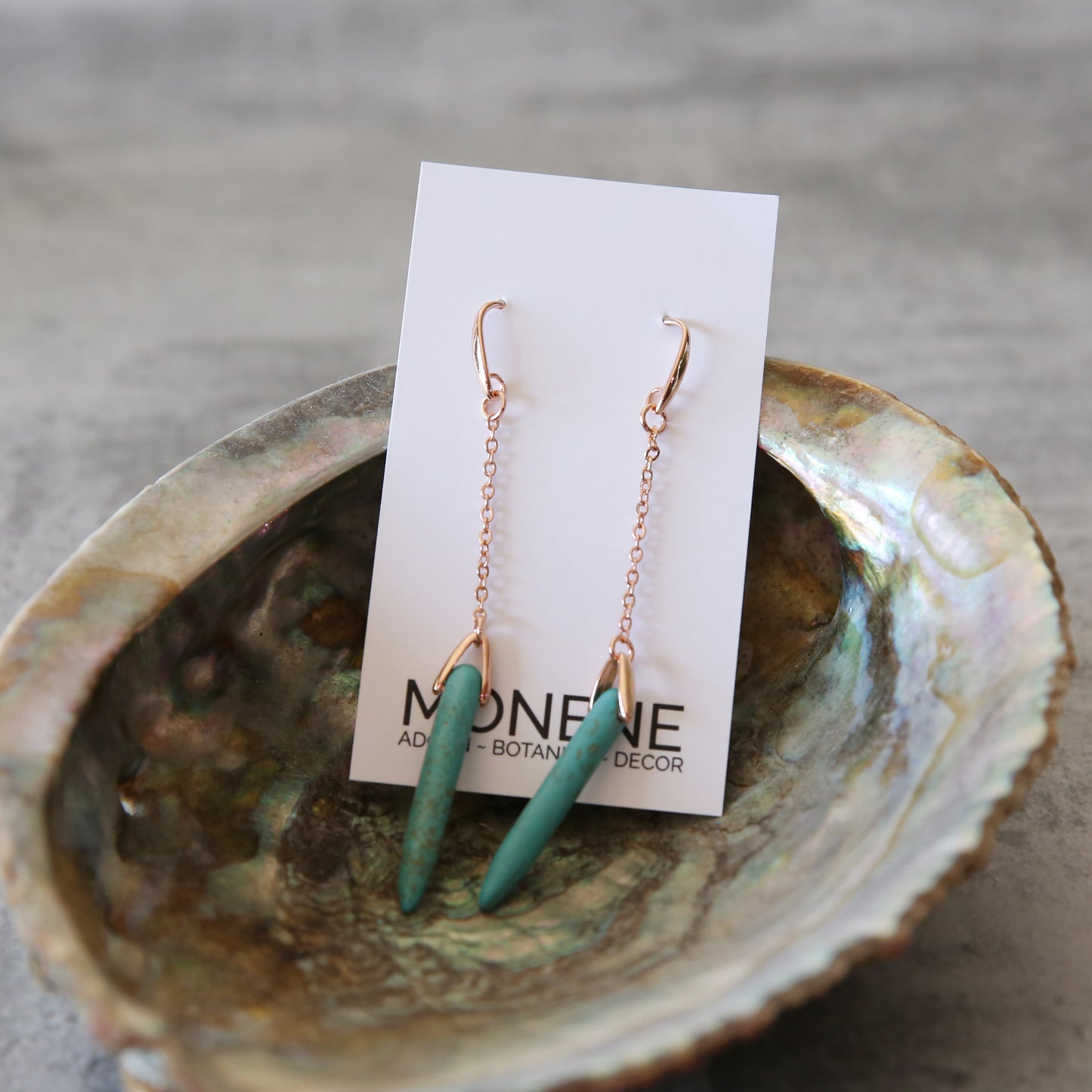 Turquoise Howlite and Rose Gold Plated Bullet Earrings