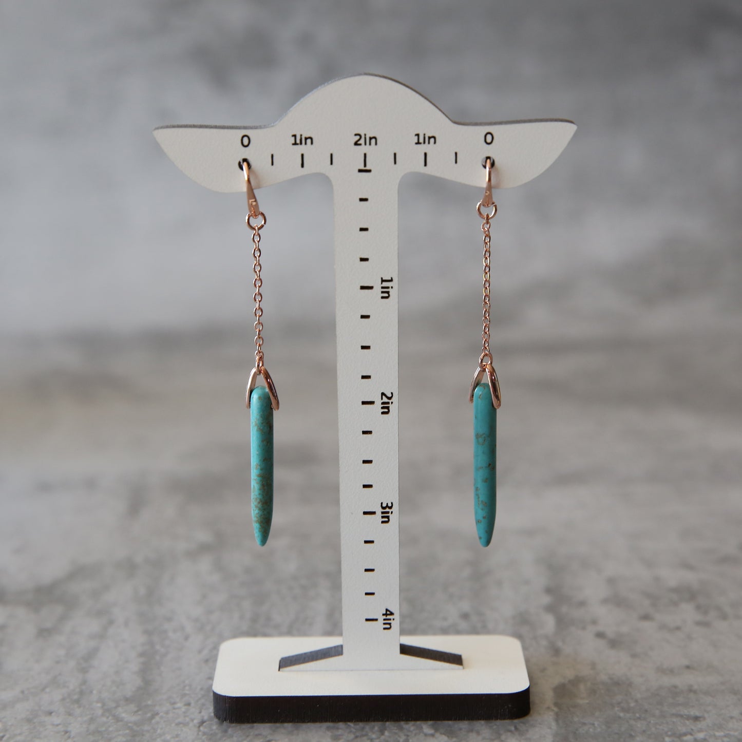 Turquoise Howlite and Rose Gold Plated Bullet Earrings