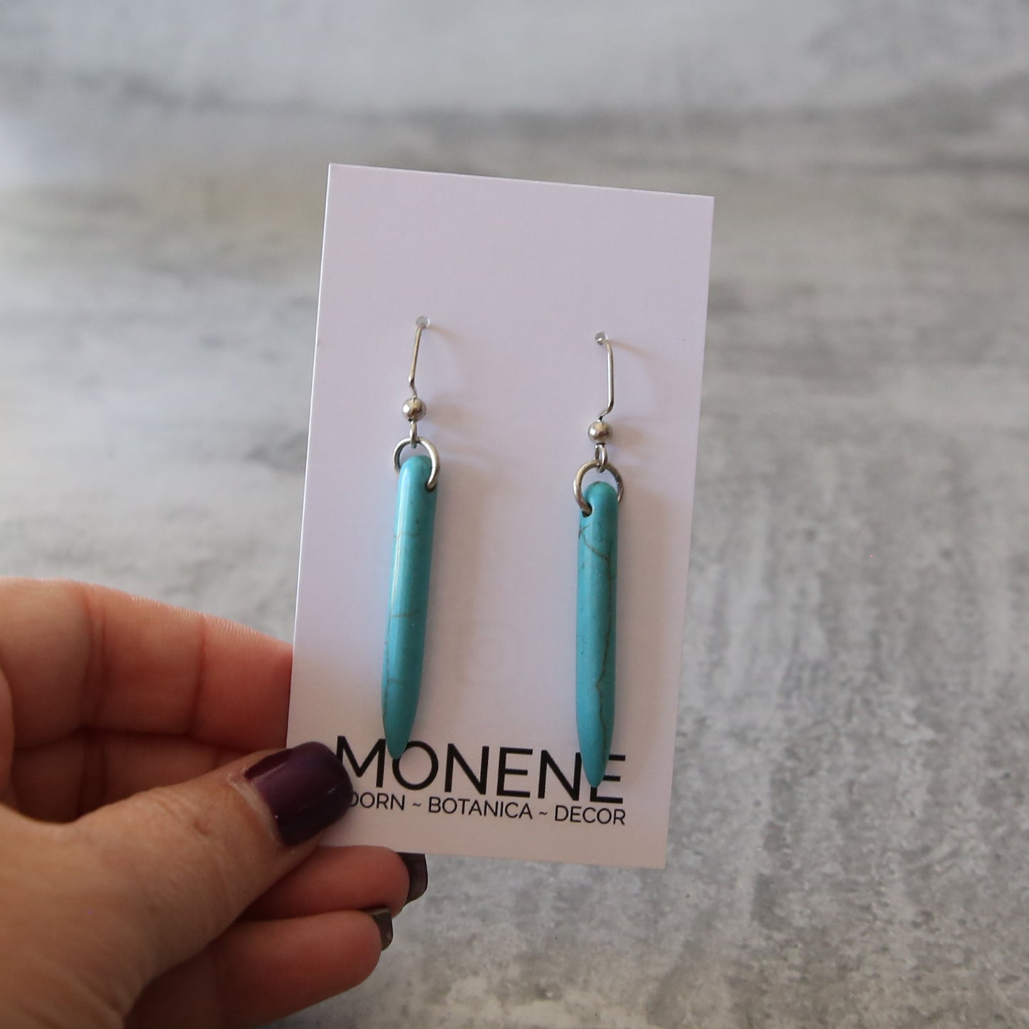 Turquoise Howlite and Silver Tone Earrings