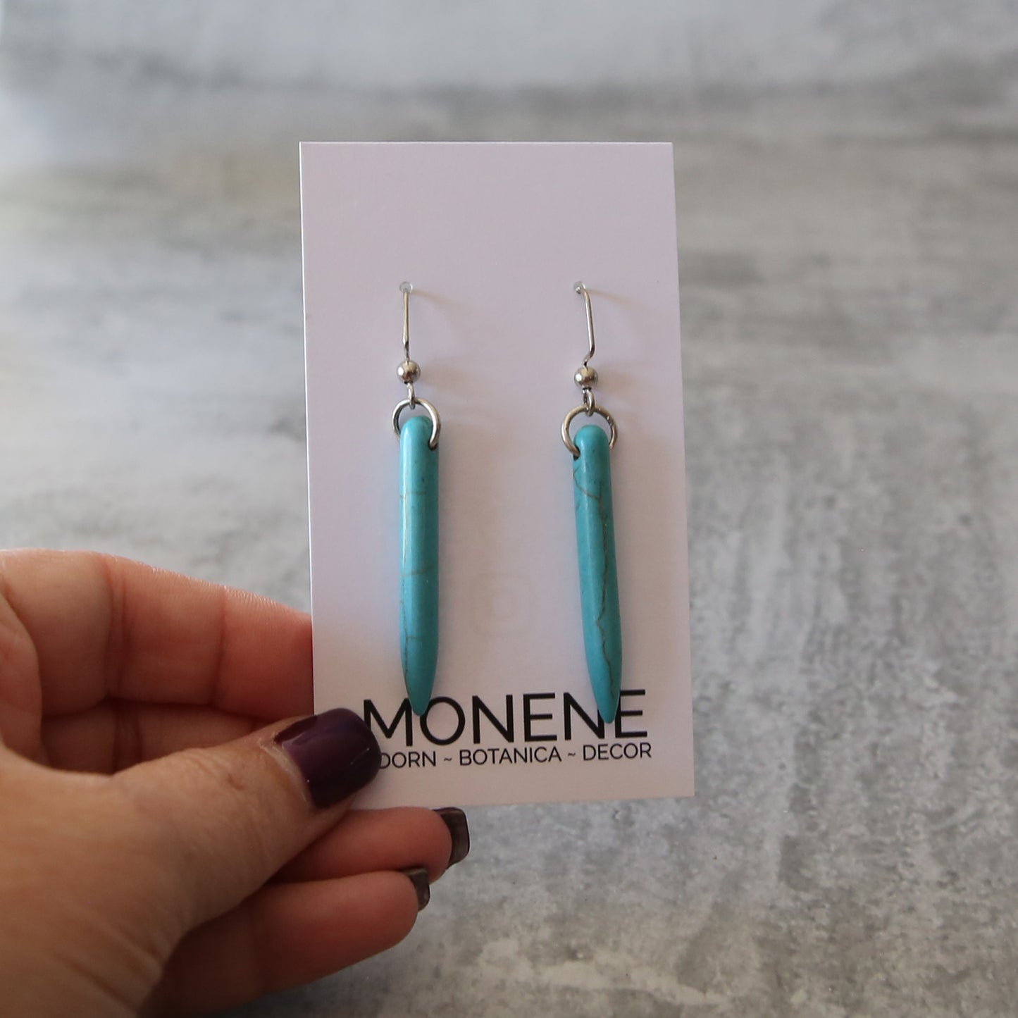 Turquoise Howlite and Silver Tone Earrings