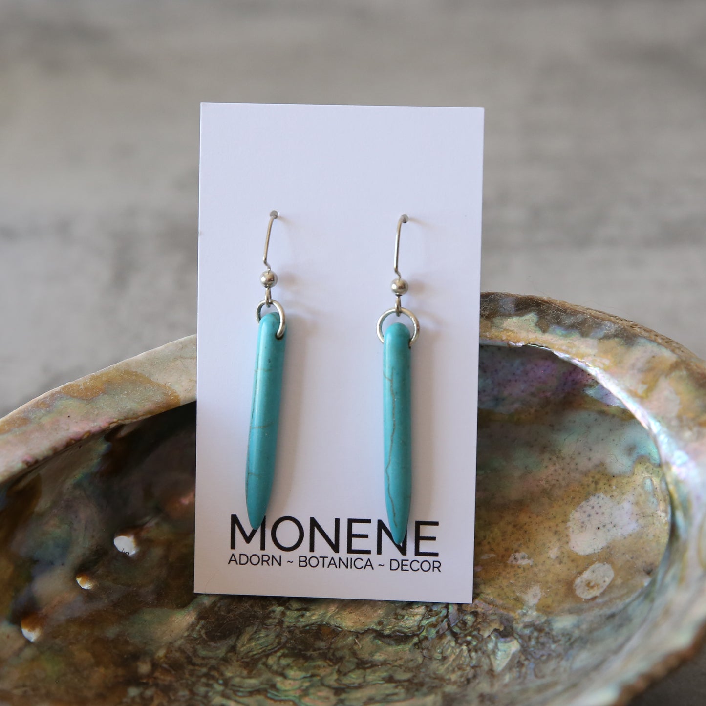 Turquoise Howlite and Silver Tone Earrings