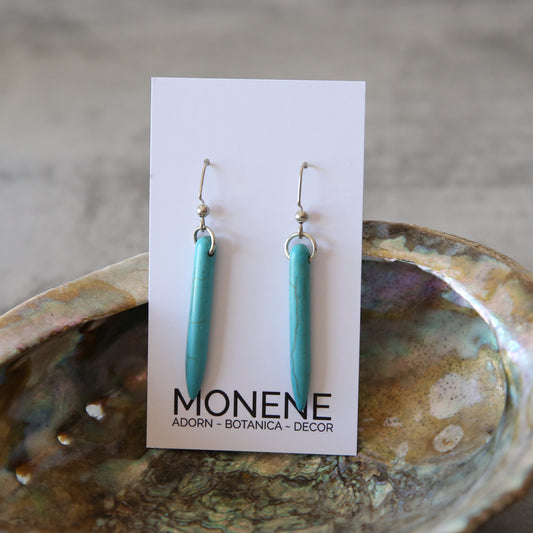Turquoise Howlite and Silver Tone Earrings