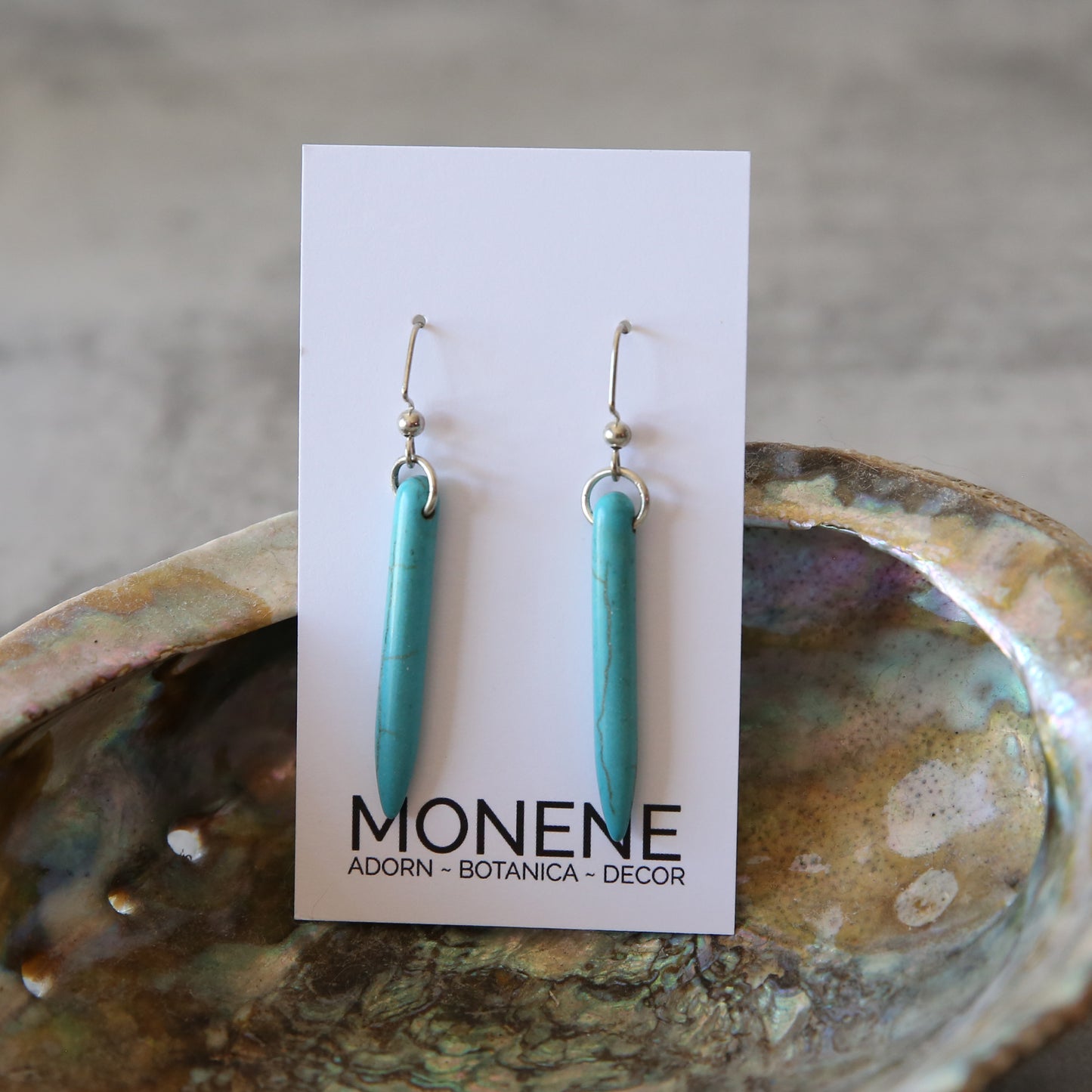 Turquoise Howlite and Silver Tone Earrings