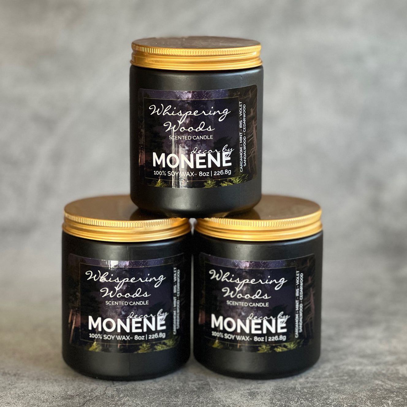 Whispering Woods Scented 8oz 100% Soy Wax Candle Handmade