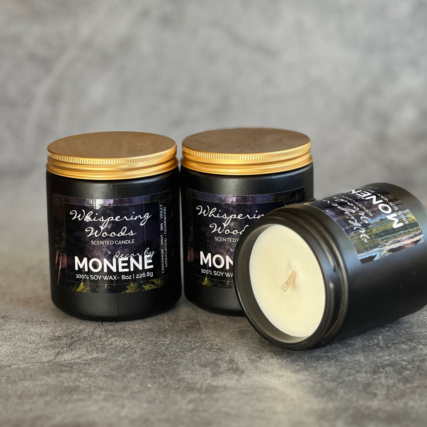 Whispering Woods Scented 8oz 100% Soy Wax Candle Handmade