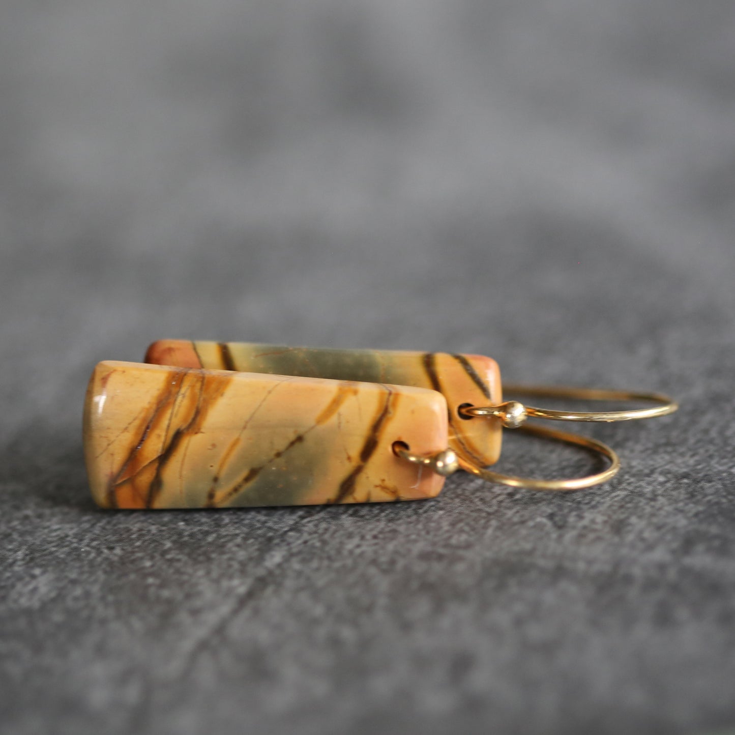 Red Creek Jasper and Gold Plated Sterling Earrings