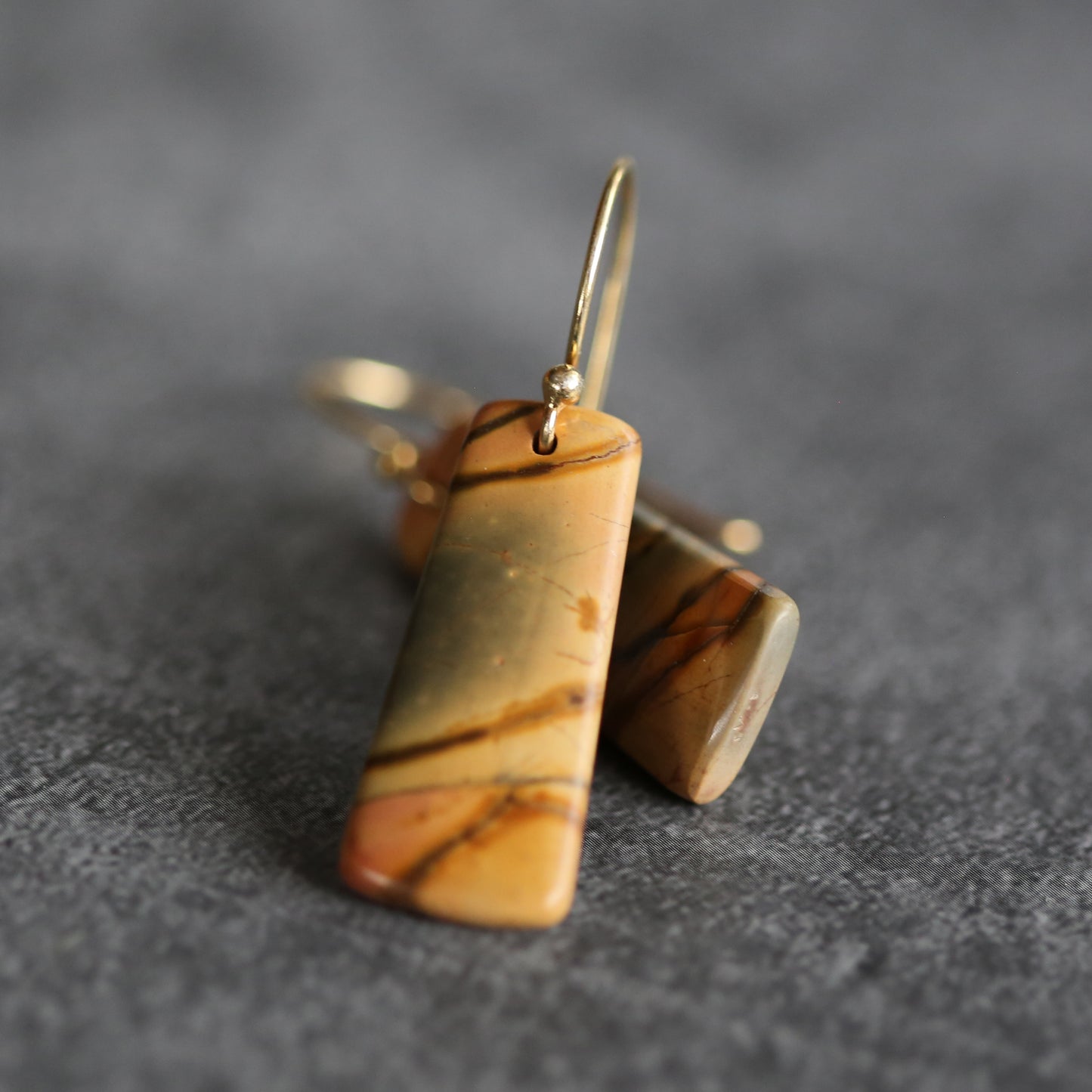 Red Creek Jasper and Gold Plated Sterling Earrings