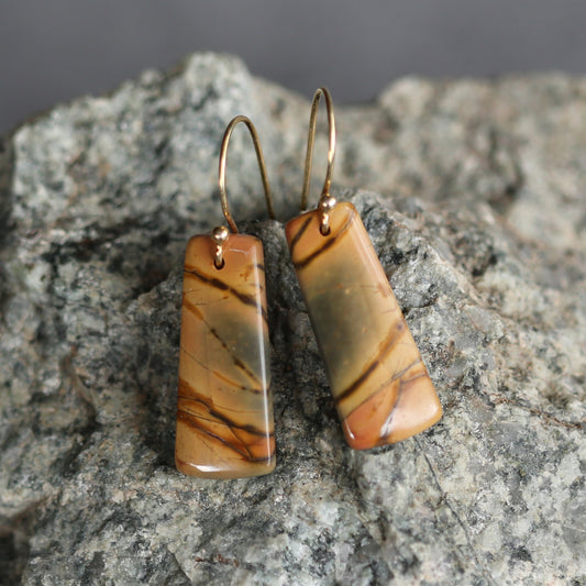 Red Creek Jasper and Gold Plated Sterling Earrings