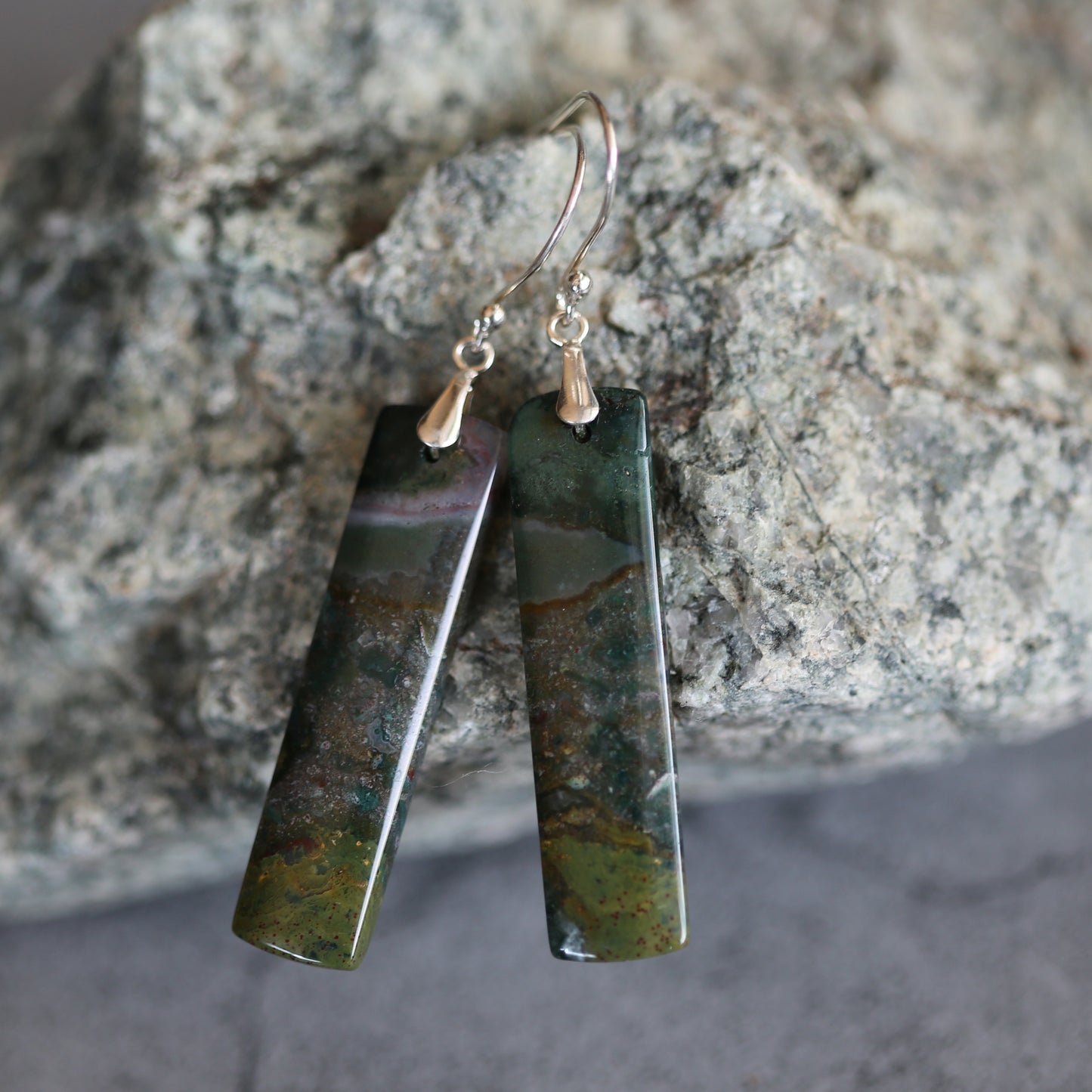 Bloodstone and Sterling Earrings