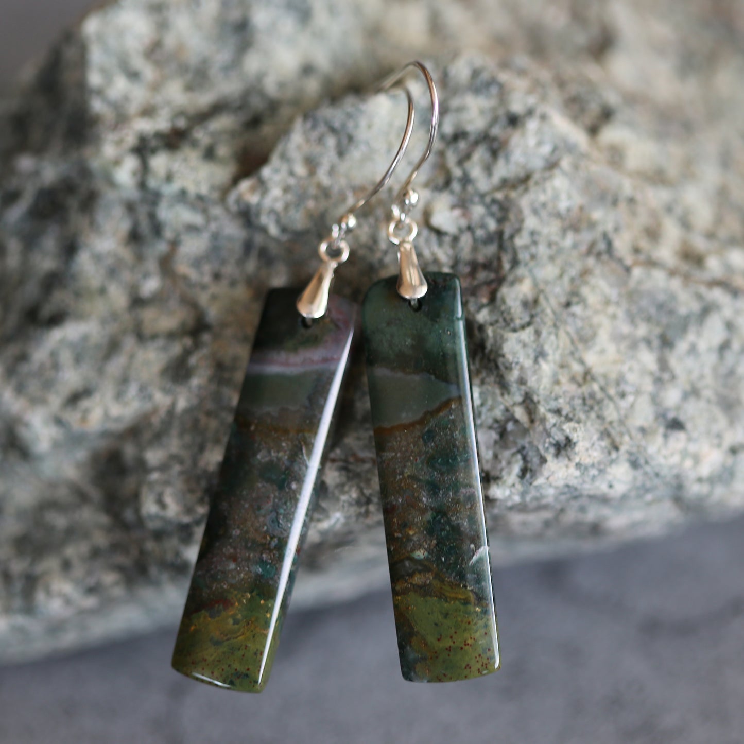 Bloodstone and Sterling Earrings